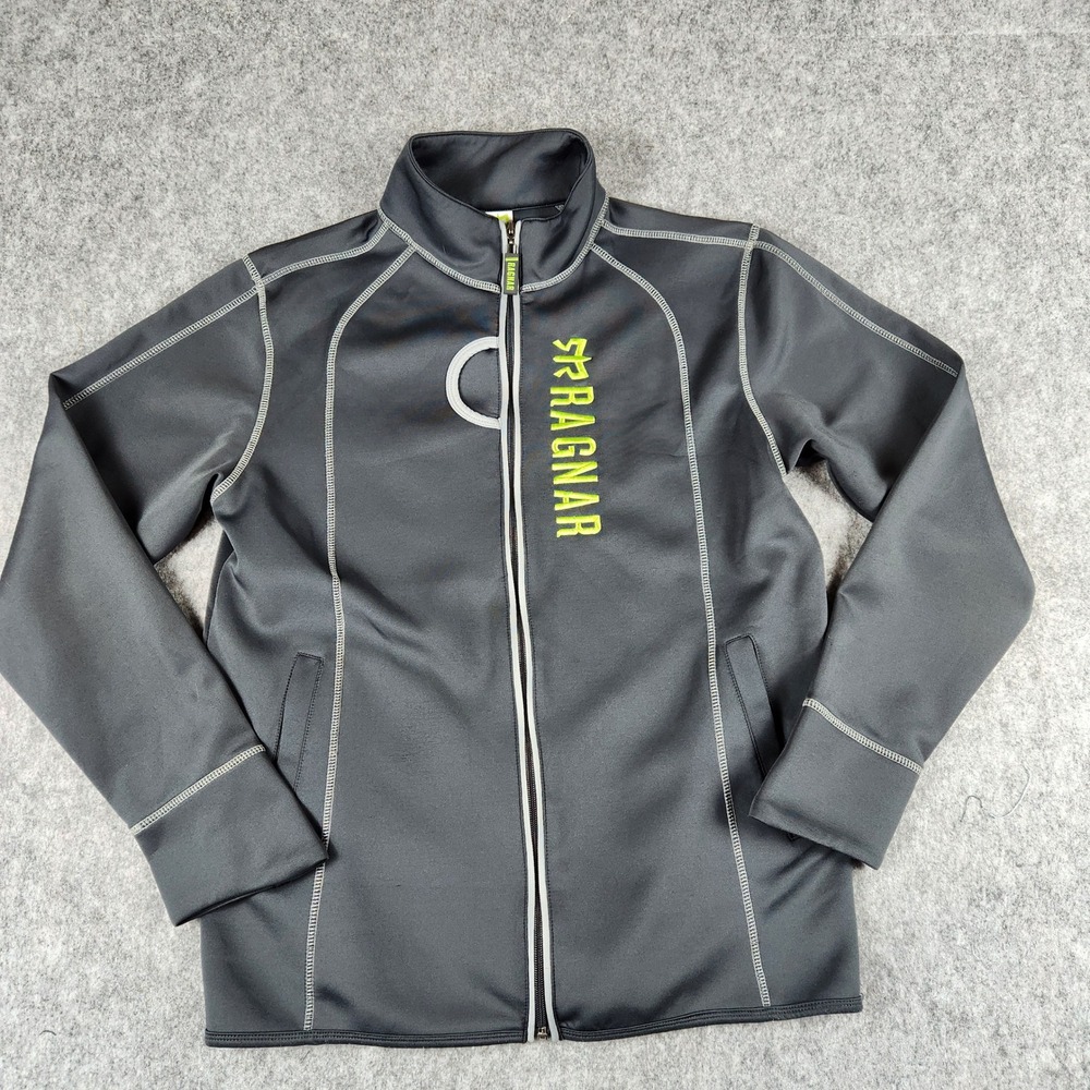 Ragnar Relay Jacket Men L Gray Full Zip Athletic Running Training Thumbholes